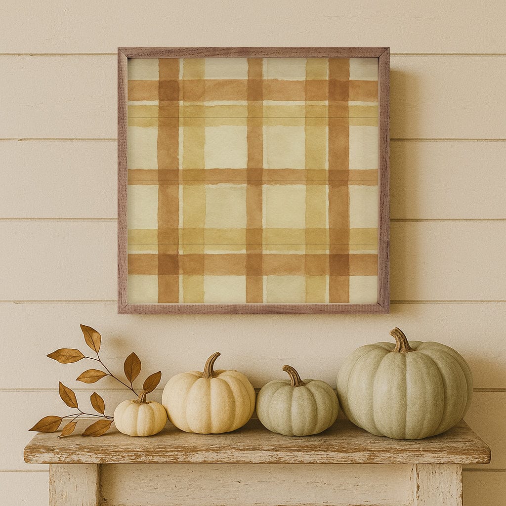 Kendrick Home Walnut Frames Hearthside Plaid Printed and Framed Wall Sign