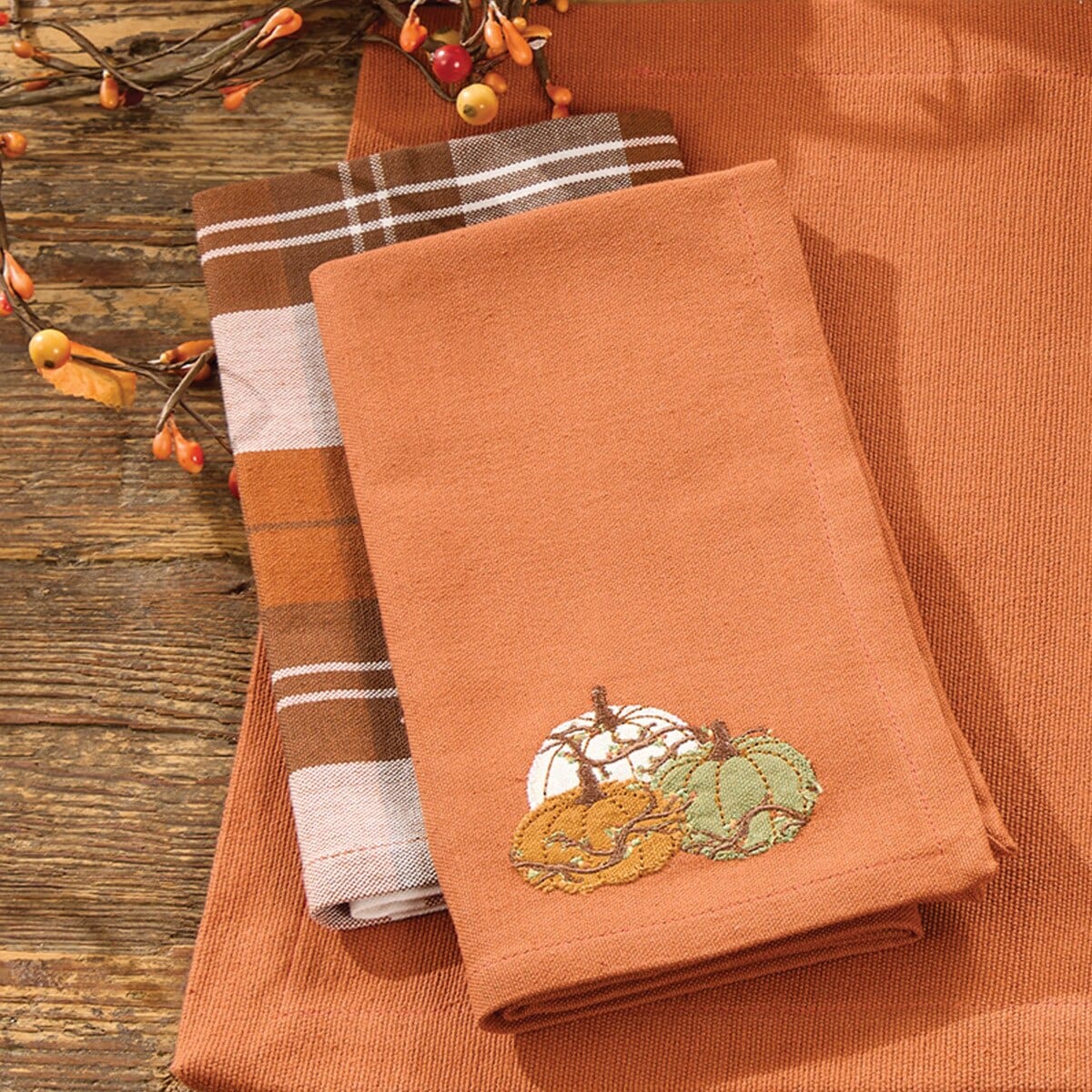 Heirloom And Bittersweet Embroidered Napkin Set of 2