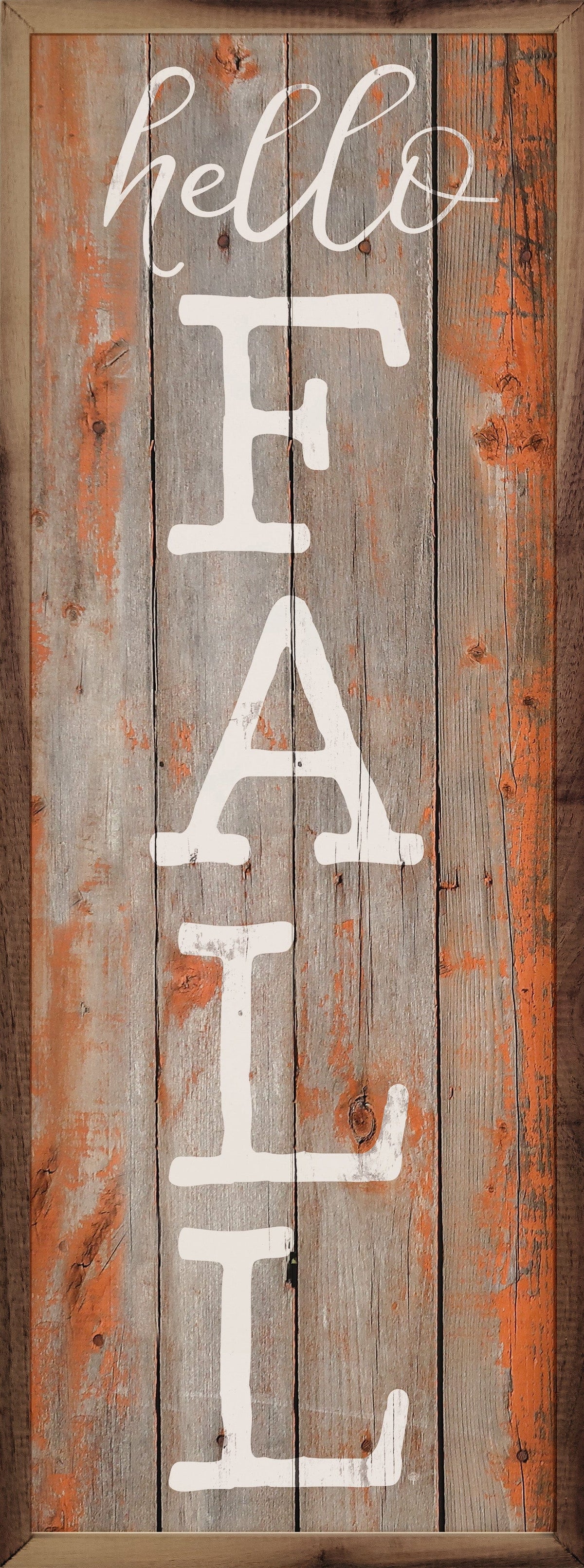 Kendrick Home Walnut Frames Hello Fall Printed and Framed Wall Sign