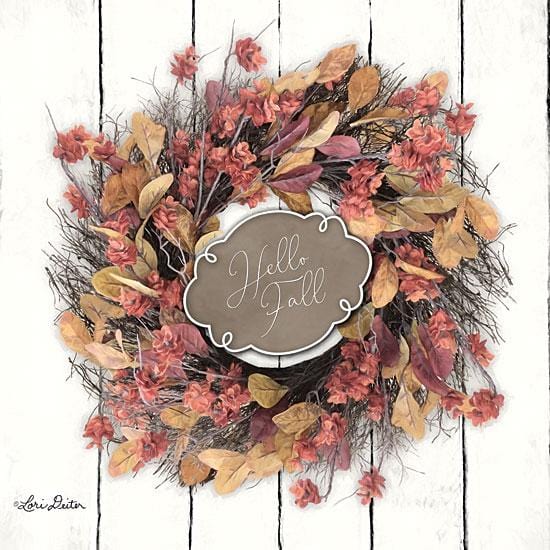 Hello Fall Wreath By Lori Deiter Art Print - 12 X 12-Penny Lane Publishing-The Village Merchant