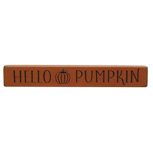 Hello Pumpkin Engraved Wood Sign 12&quot; Long