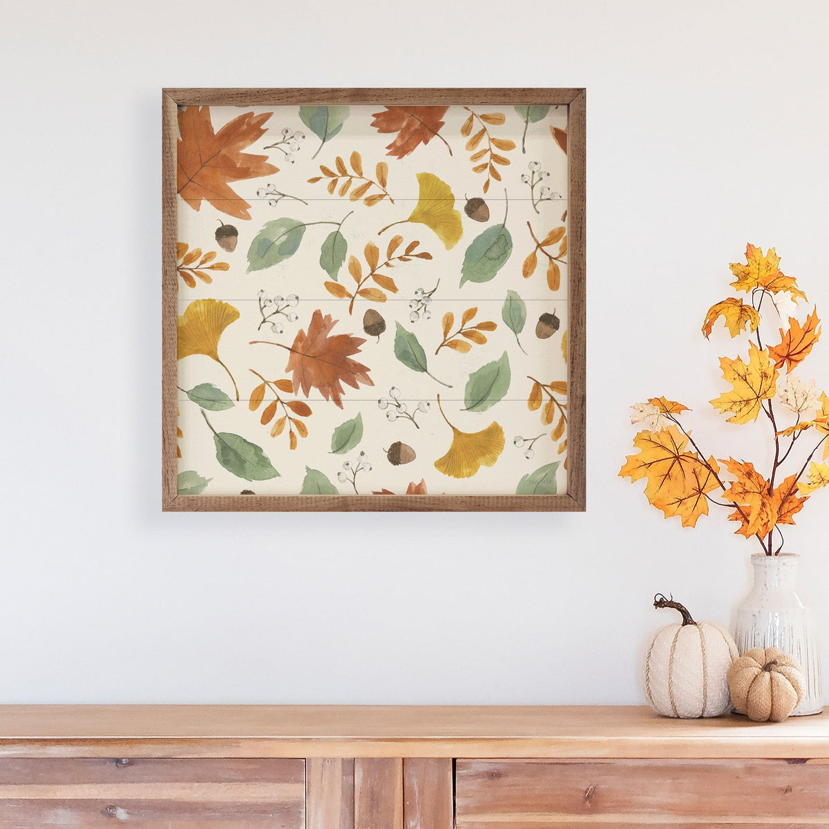 Kendrick Home Walnut Frames Hello Pumpkin Pattern I By Jenaya Jackson Printed and Framed Wall Sign