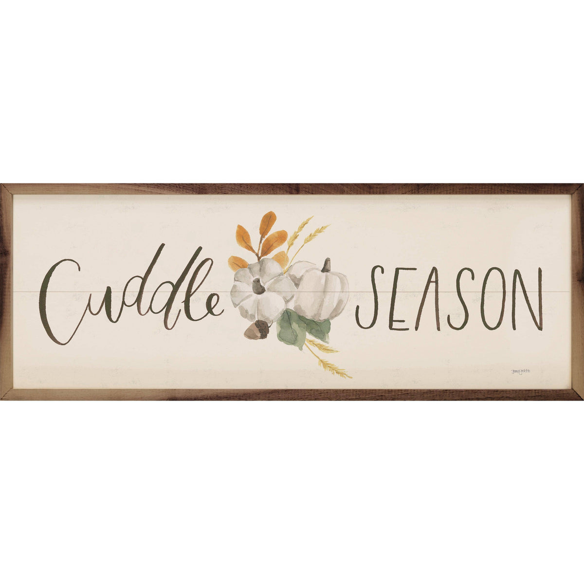 Kendrick Home Walnut Frames 12x4 Hello Pumpkin VII Cuddle By Jenaya Jackson Printed and Framed Wall Sign
