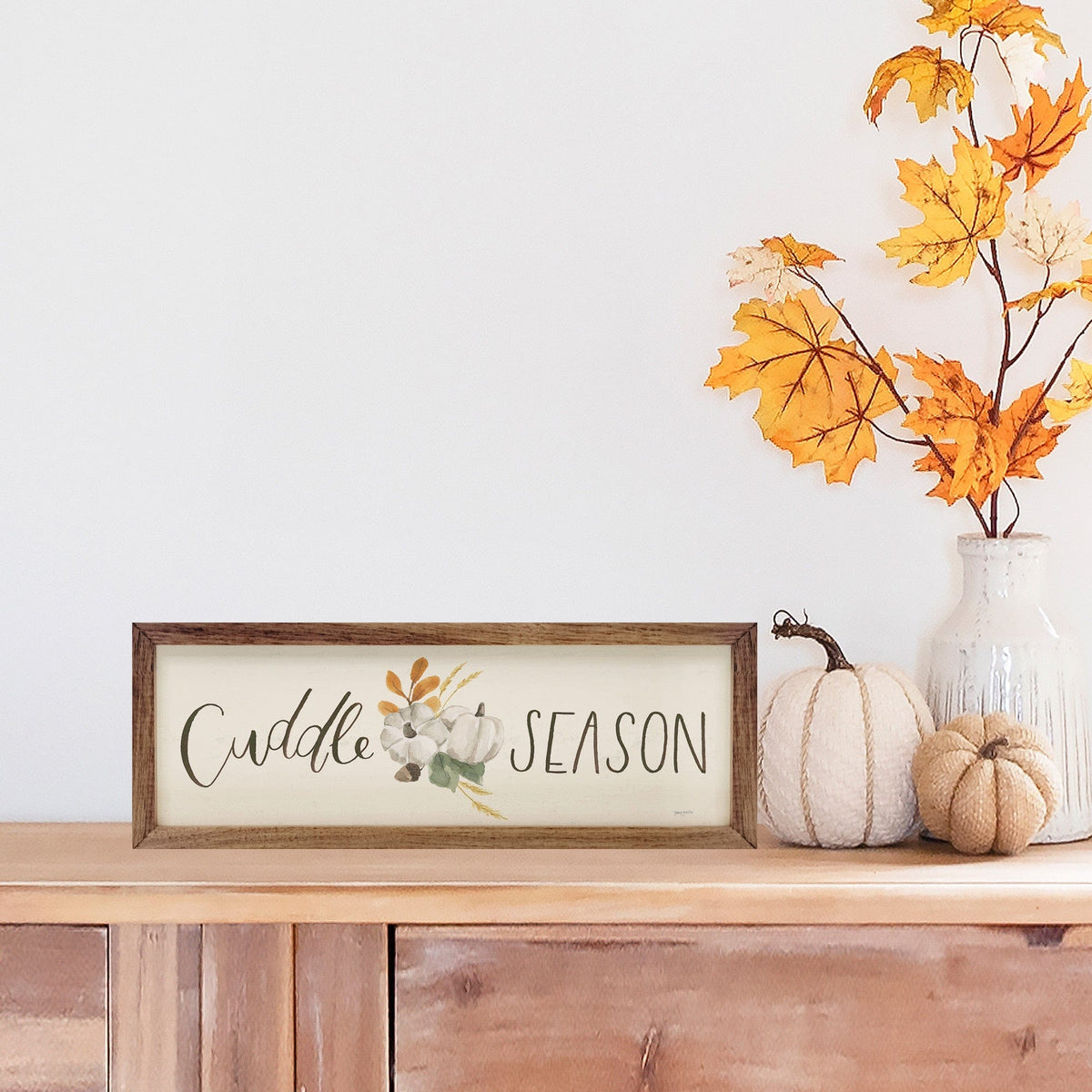 Kendrick Home Walnut Frames Hello Pumpkin VII Cuddle By Jenaya Jackson Printed and Framed Wall Sign