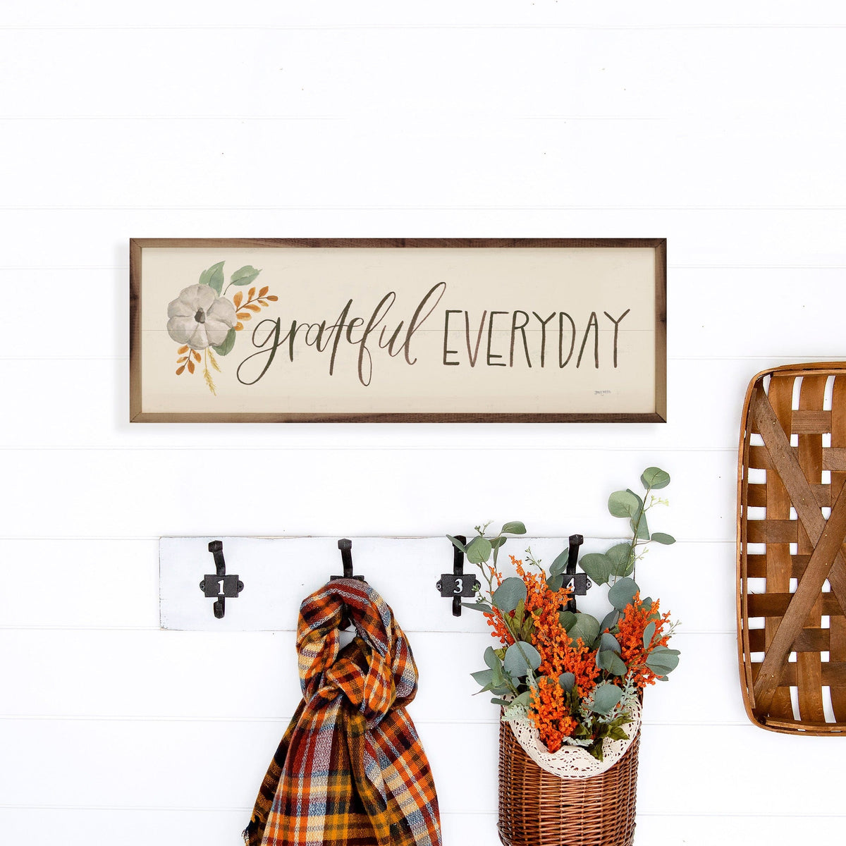 Kendrick Home Walnut Frames Hello Pumpkin VIII Grateful By Jenaya Jackson Printed and Framed Wall Sign