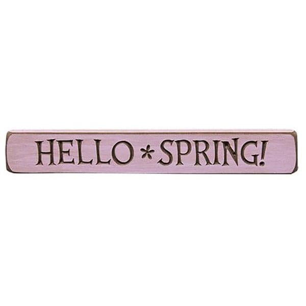 Hello Spring! Sign - Engraved Wood 12&quot; Long-Craft Wholesalers-The Village Merchant