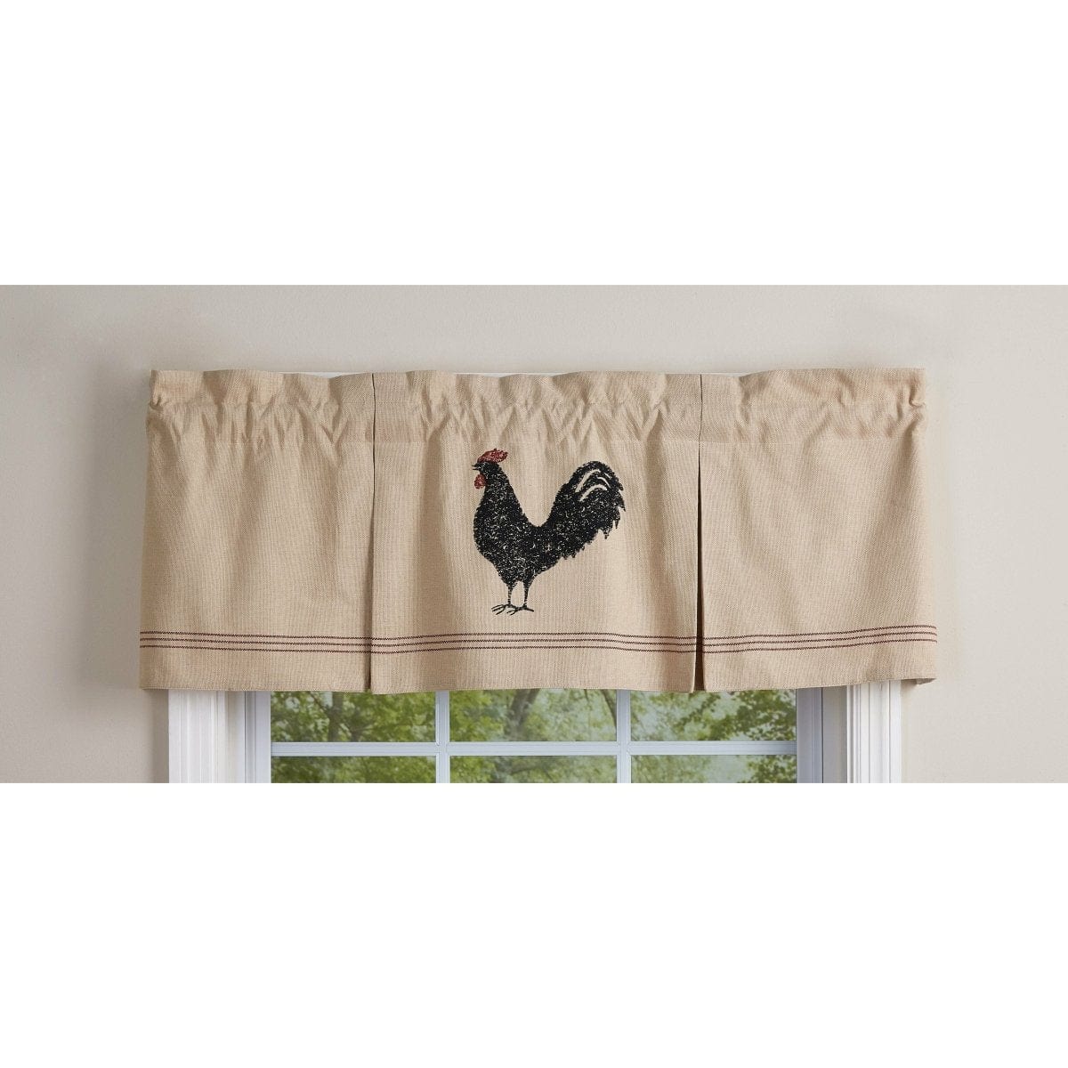 Hen Pecked Pleated Rooster Valance Lined-Park Designs-The Village Merchant