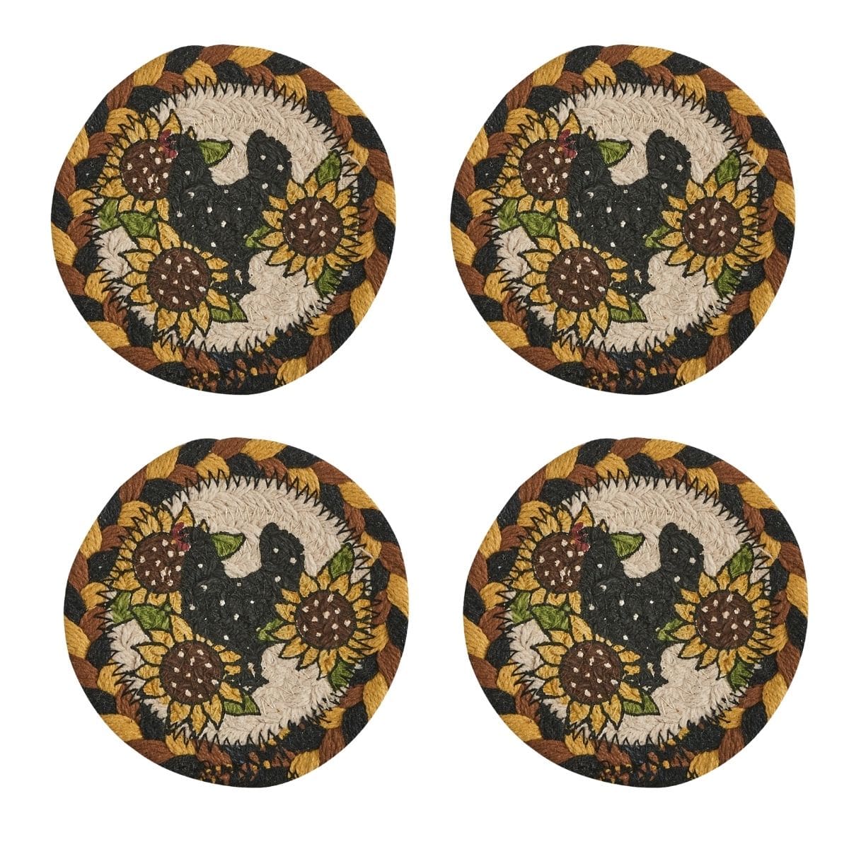 Park Designs Coaster Henny Penny Braided & Printed Coaster Round Set of 4