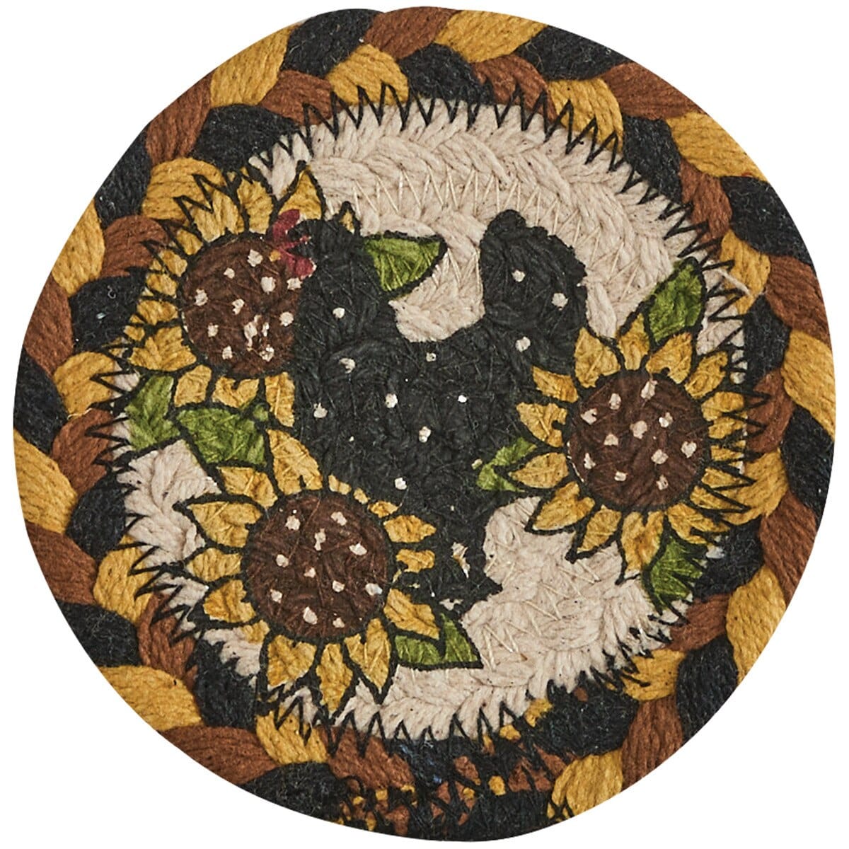 Park Designs Coaster Henny Penny Braided & Printed Coaster Round Set of 4