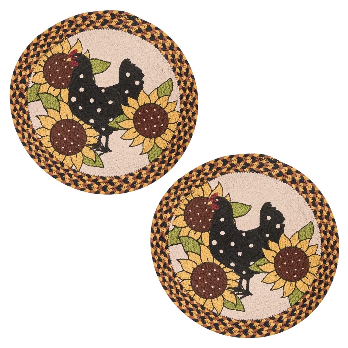 Park Designs Placemat Henny Penny Braided & Printed Placemat Round Set of 2