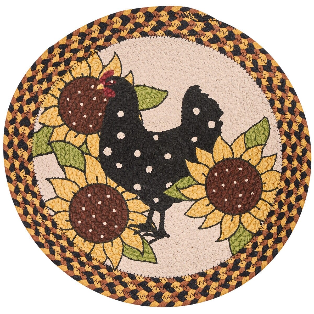 Park Designs Placemat Henny Penny Braided & Printed Placemat Round Set of 2