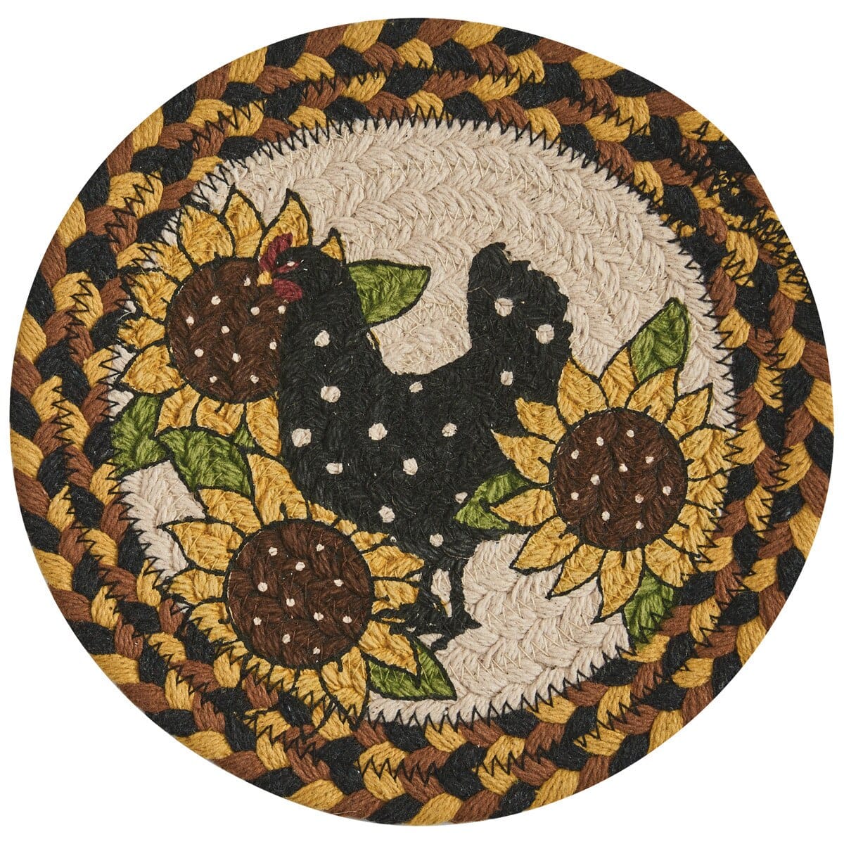 Henny Penny Braided & Printed Trivet 8" Diameter Round Set of 2