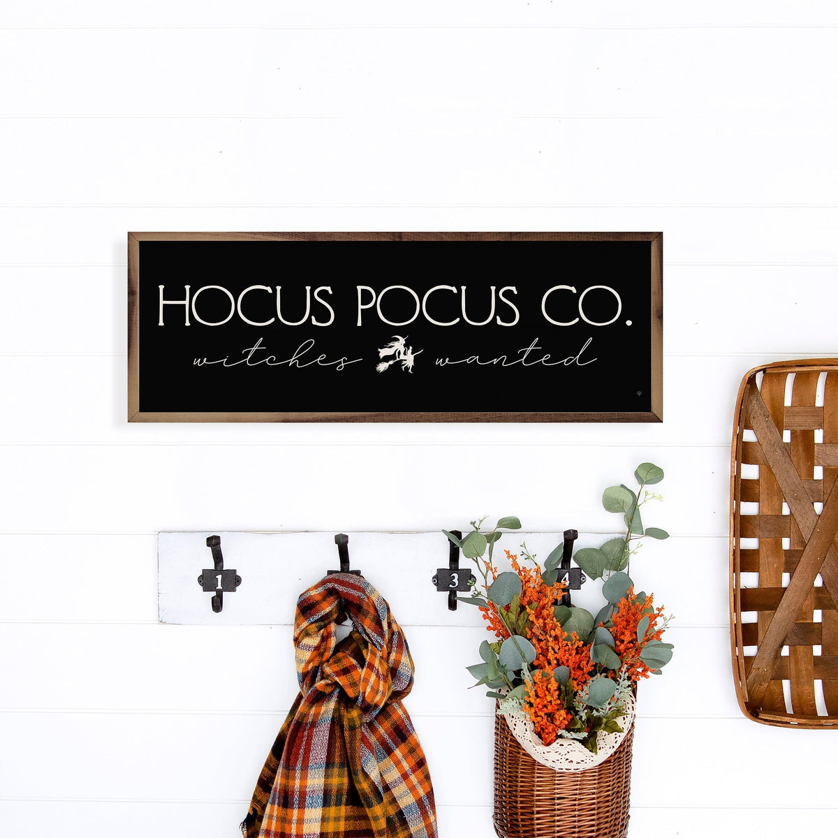 Kendrick Home Walnut Frames Hocus Pocus Co Witch Black Printed and Framed Wall Sign
