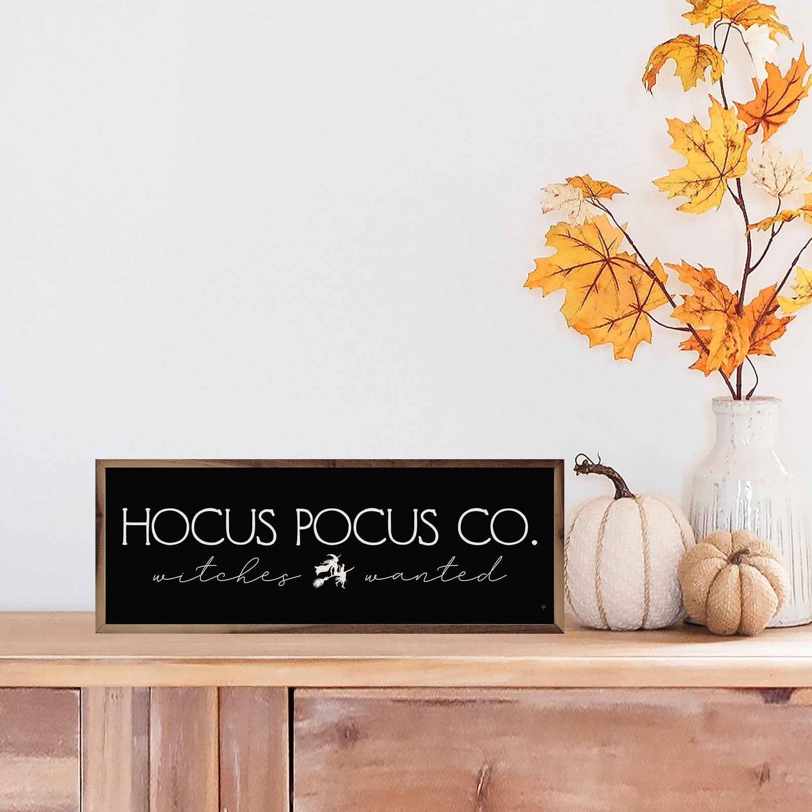 Kendrick Home Walnut Frames 12x4 Hocus Pocus Co Witch Black Printed and Framed Wall Sign