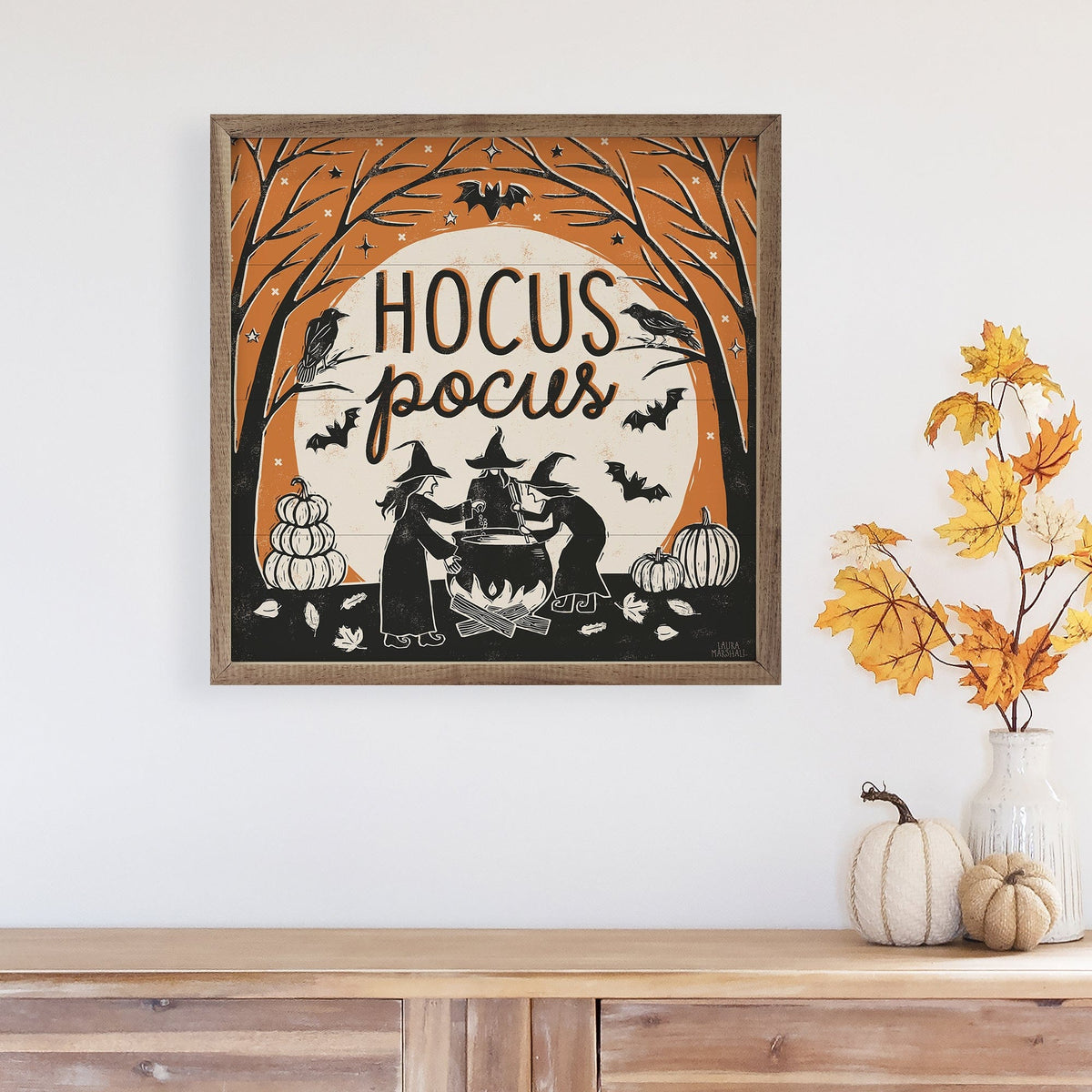 Kendrick Home Walnut Frames Hocus Pocus II By Laura Marshall Printed and Framed Wall Sign