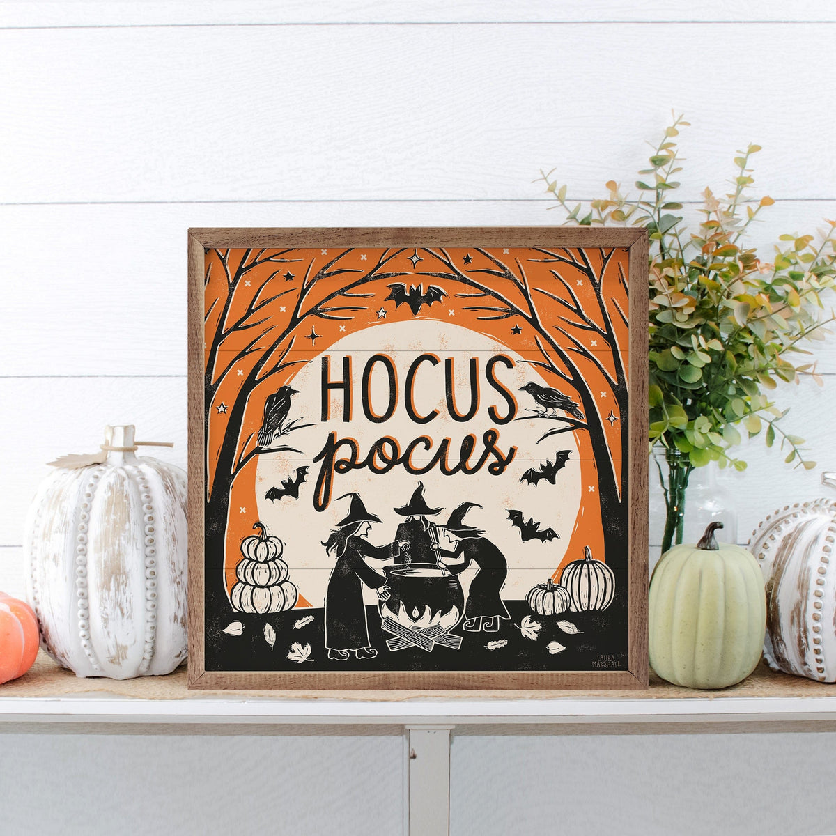 Kendrick Home Walnut Frames Hocus Pocus II By Laura Marshall Printed and Framed Wall Sign