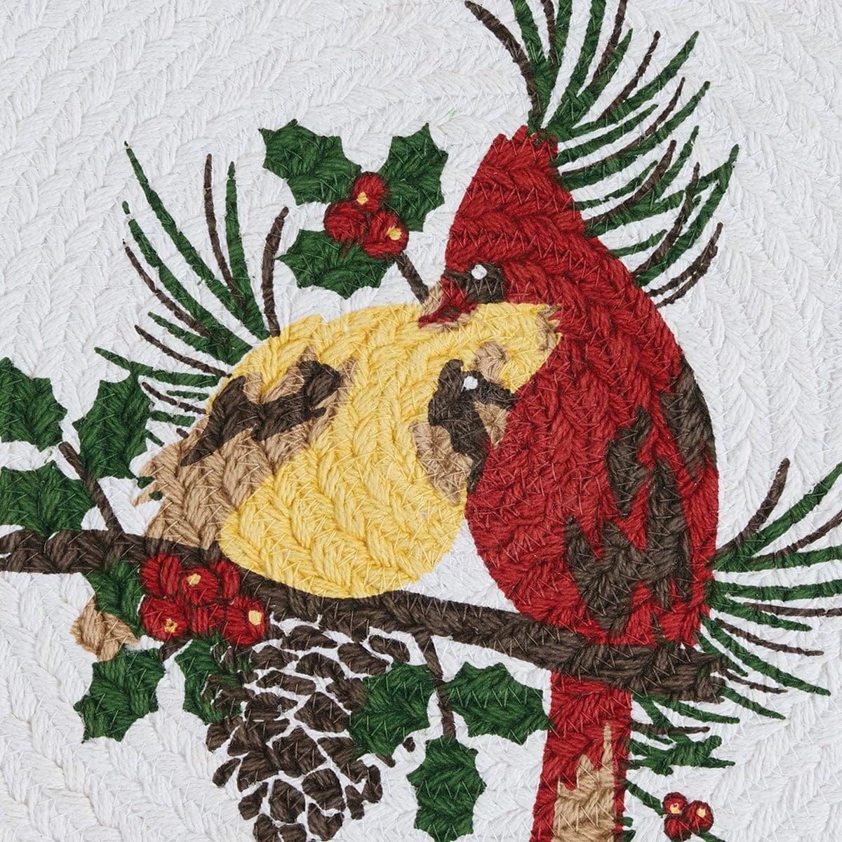 Holiday Cardinal Love Braided & Printed Placemat Round Set of 2