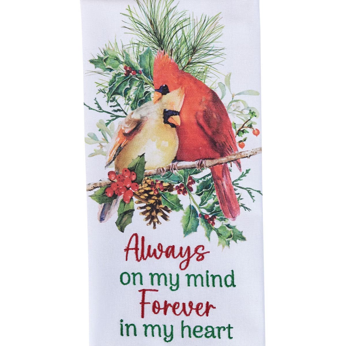 Holiday Cardinal Love Embroidered Decorative Towel