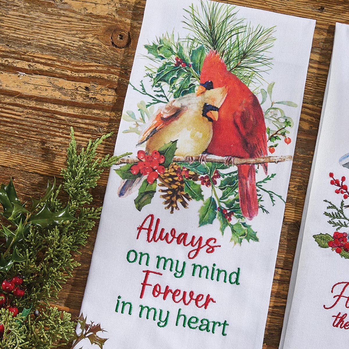 Holiday Cardinal Love Embroidered Decorative Towel