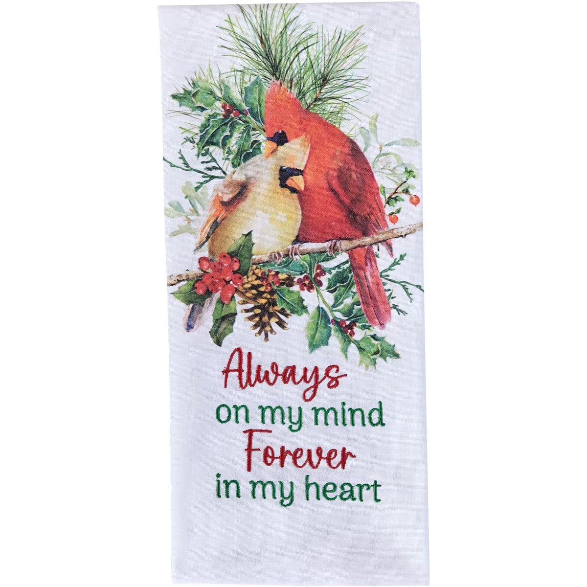Holiday Cardinal Love Embroidered Decorative Towel