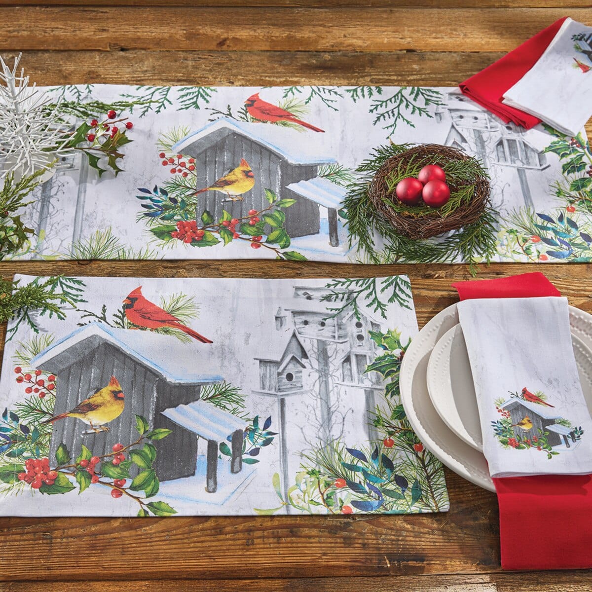 Holiday Cardinal Love Printed Table Runner 36" Long