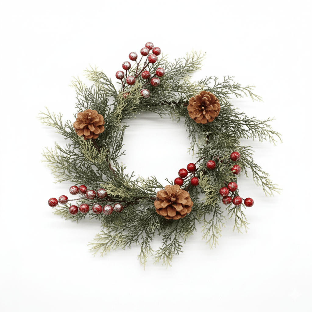 Holiday Cedar Candle Ring / Wreath 4" Inner Diameter
