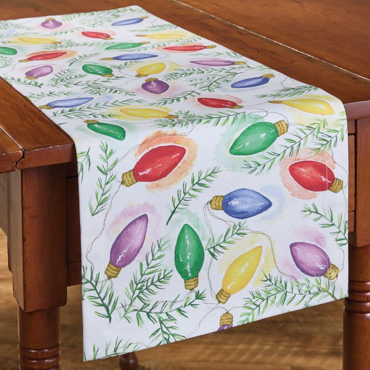 Holiday Lights Printed Table Runner 36" Long
