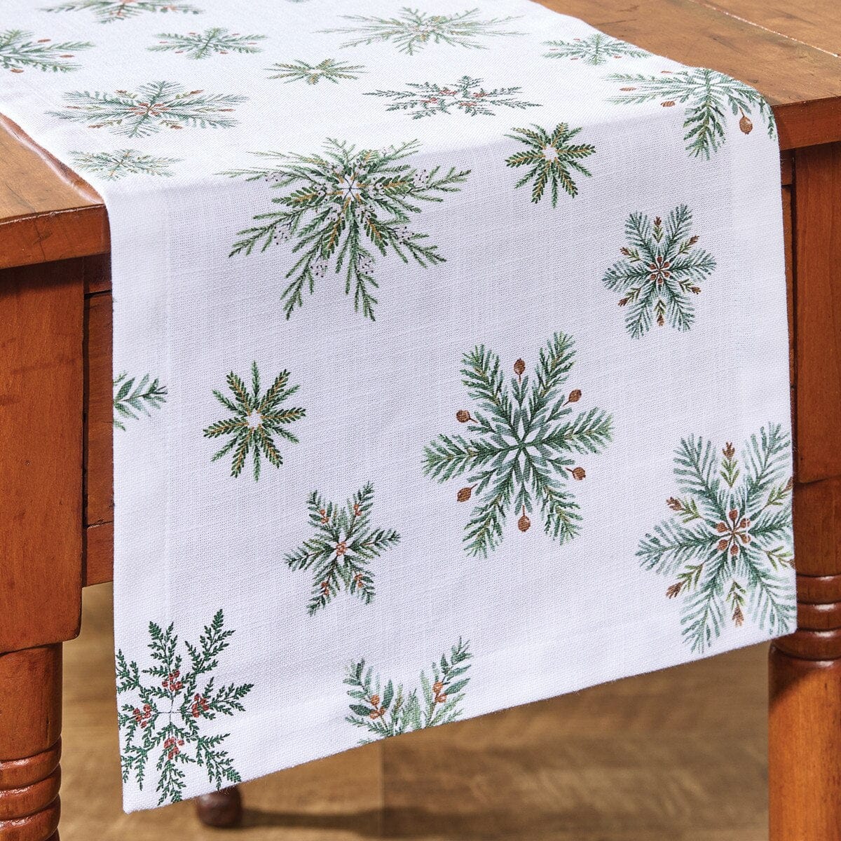 Holiday Snowfall Printed Table Runner 36" Long