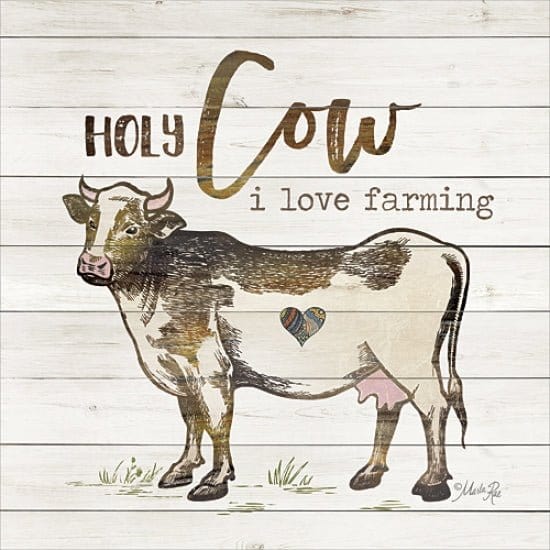 Holy Cow I Love Farming By Marla Rae Art Print - 12 X 12-Penny Lane Publishing-The Village Merchant