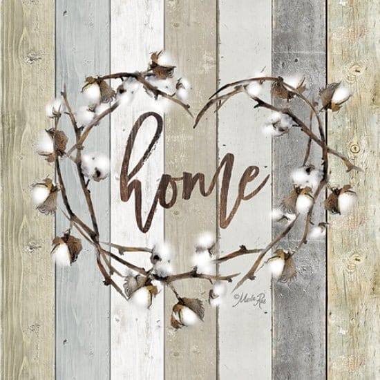 Home Cotton Wreath By Marla Rae Art Print - 12 X 12-Penny Lane Publishing-The Village Merchant