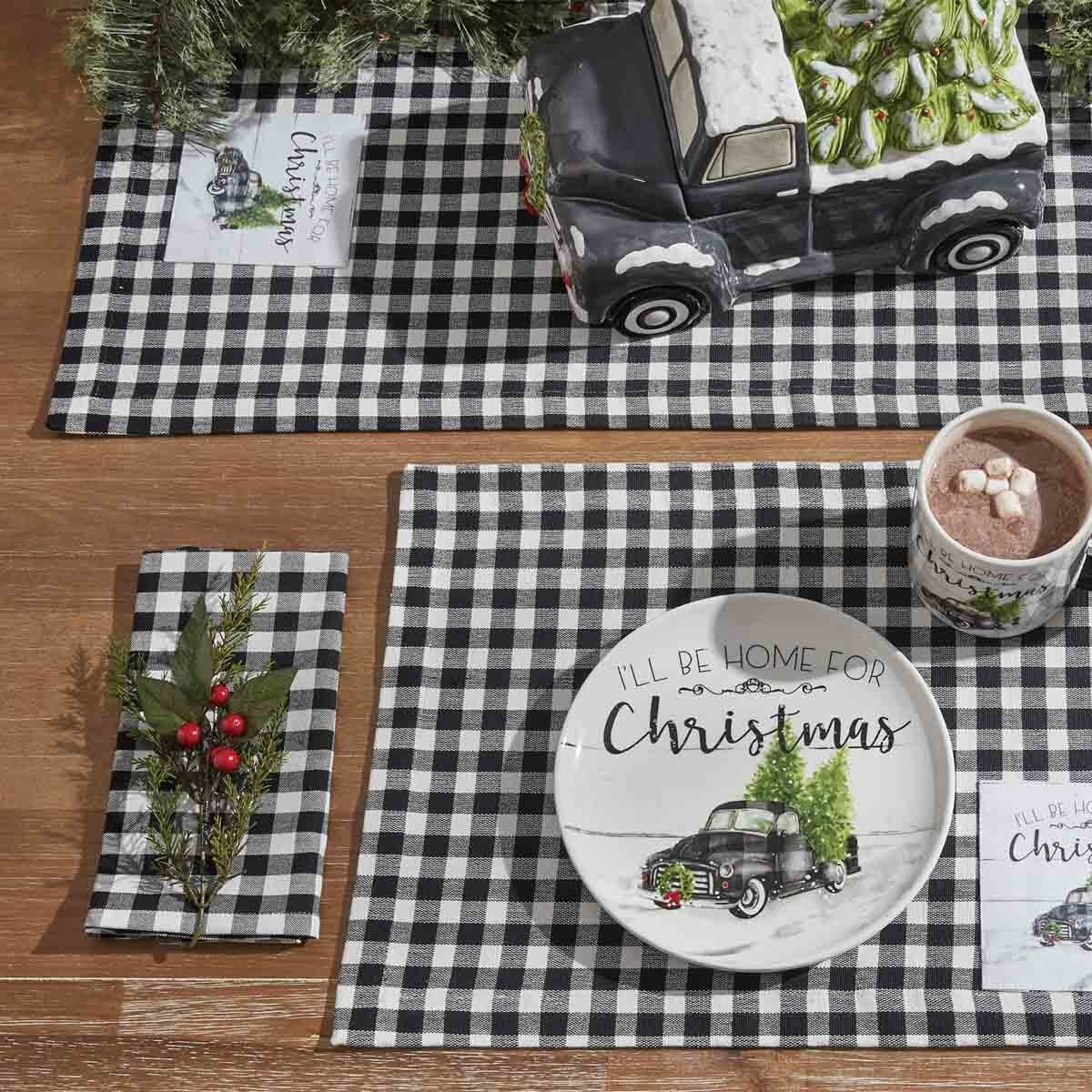 Home For Christmas Check Napkin Set of 2