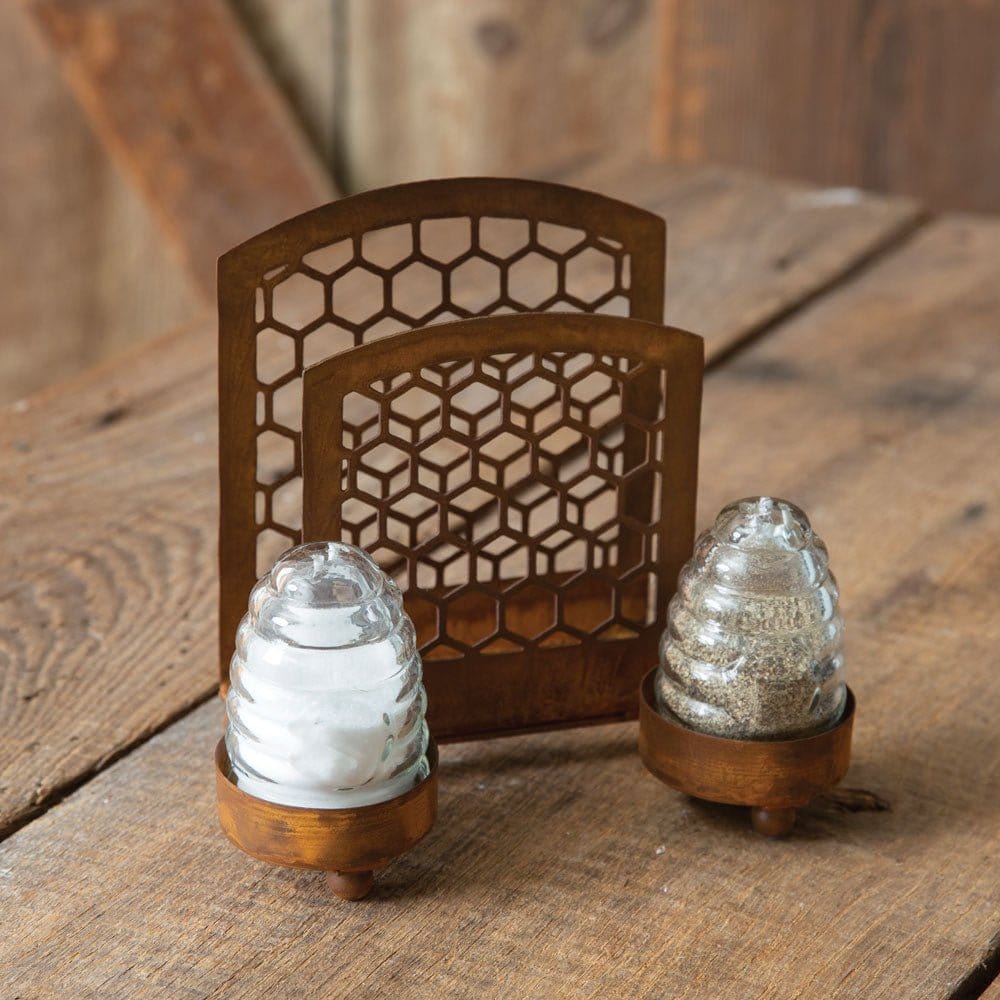 Honey Hive Caddy Napkin Holder W/ Salt & Pepper Shakers-CTW Home-The Village Merchant