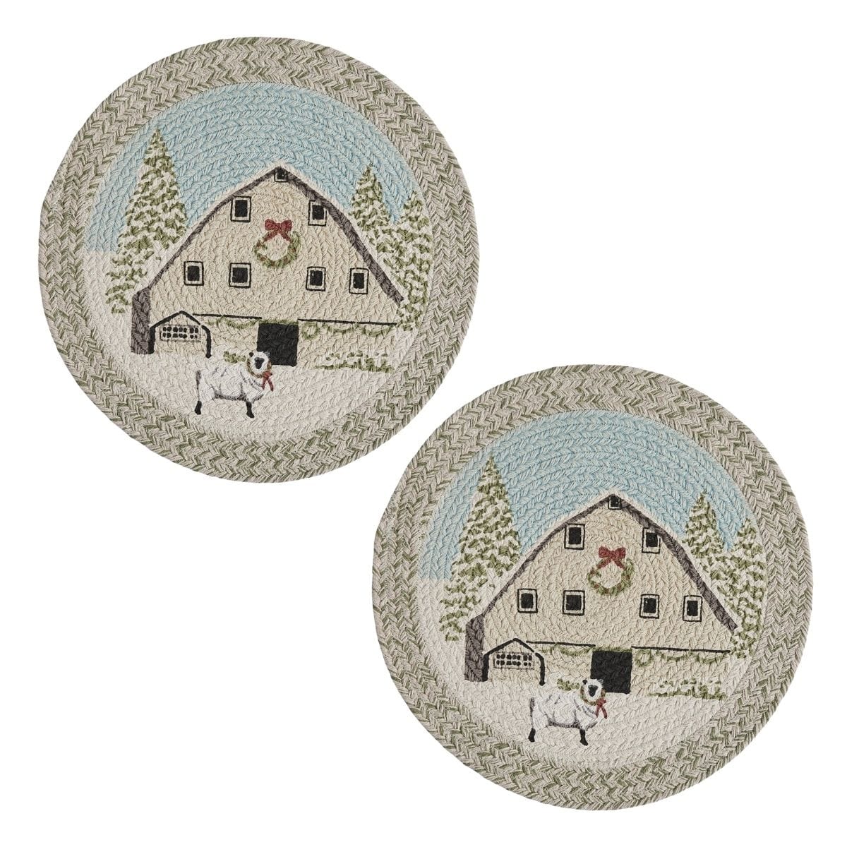 Humble Beginnings Braided & Printed Placemat Round Set of 2