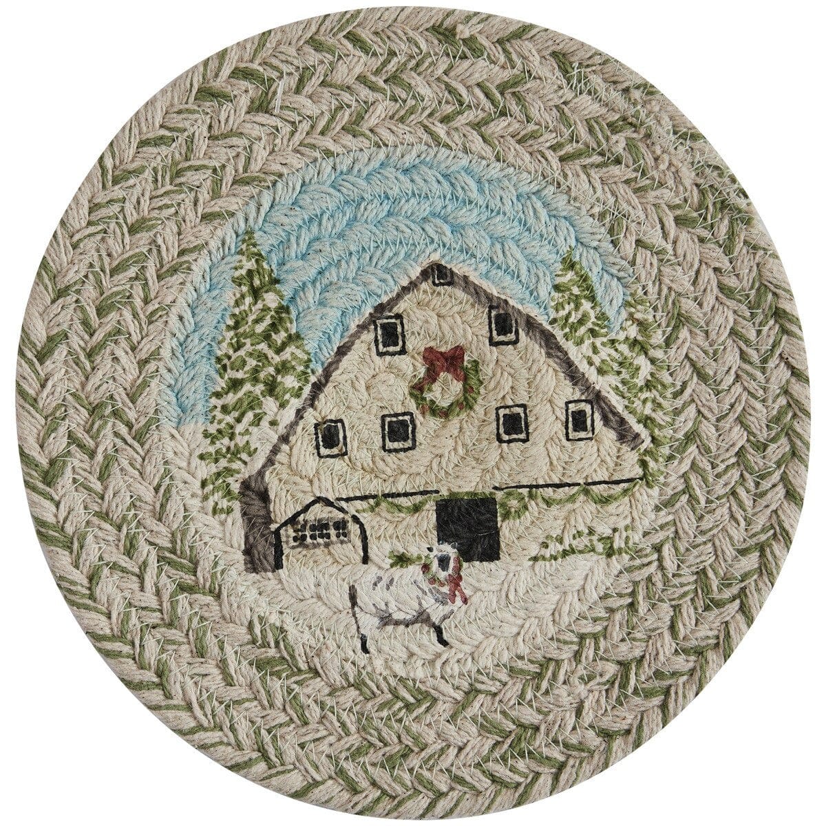 Humble Beginnings Braided & Printed Trivet 8" Diameter Round Set of 2