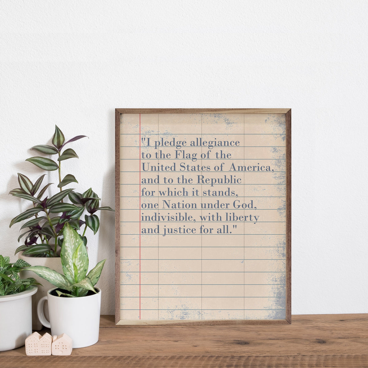 Kendrick Home Walnut Frames I Pledge Allegiance On Paper Printed and Framed Wall Sign