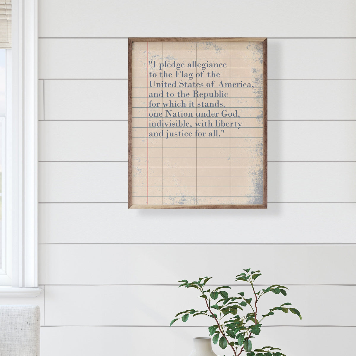 Kendrick Home Walnut Frames I Pledge Allegiance On Paper Printed and Framed Wall Sign