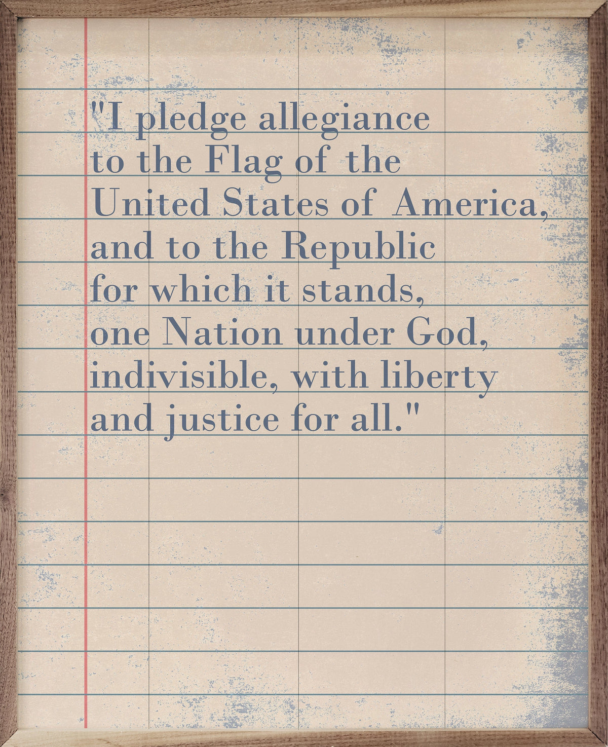 Kendrick Home Walnut Frames Sizes I Pledge Allegiance On Paper Printed and Framed Wall Sign