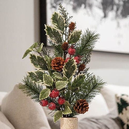 Icy Winterberry Holly &amp; Pine Pick / Spray 29&quot; High