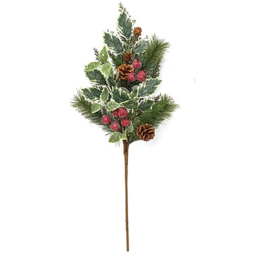 Icy Winterberry Holly &amp; Pine Pick / Spray 29&quot; High