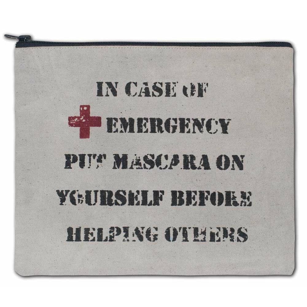 In Case of Emergency Put Mascara On Yourself Before Helping Others Travel / Makeup Bag-CTW Home-The Village Merchant