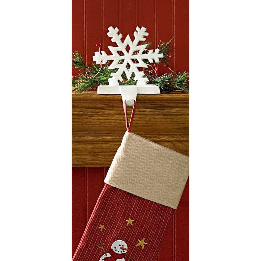 Iron Snowflake In White Stocking Holder-Park Designs-The Village Merchant