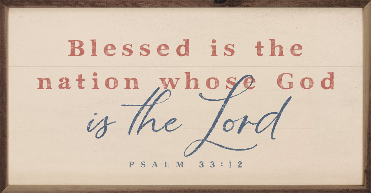 Kendrick Home Walnut Frames Sizes Is The Lord Psalm 33:12 White Printed and Framed Wall Sign