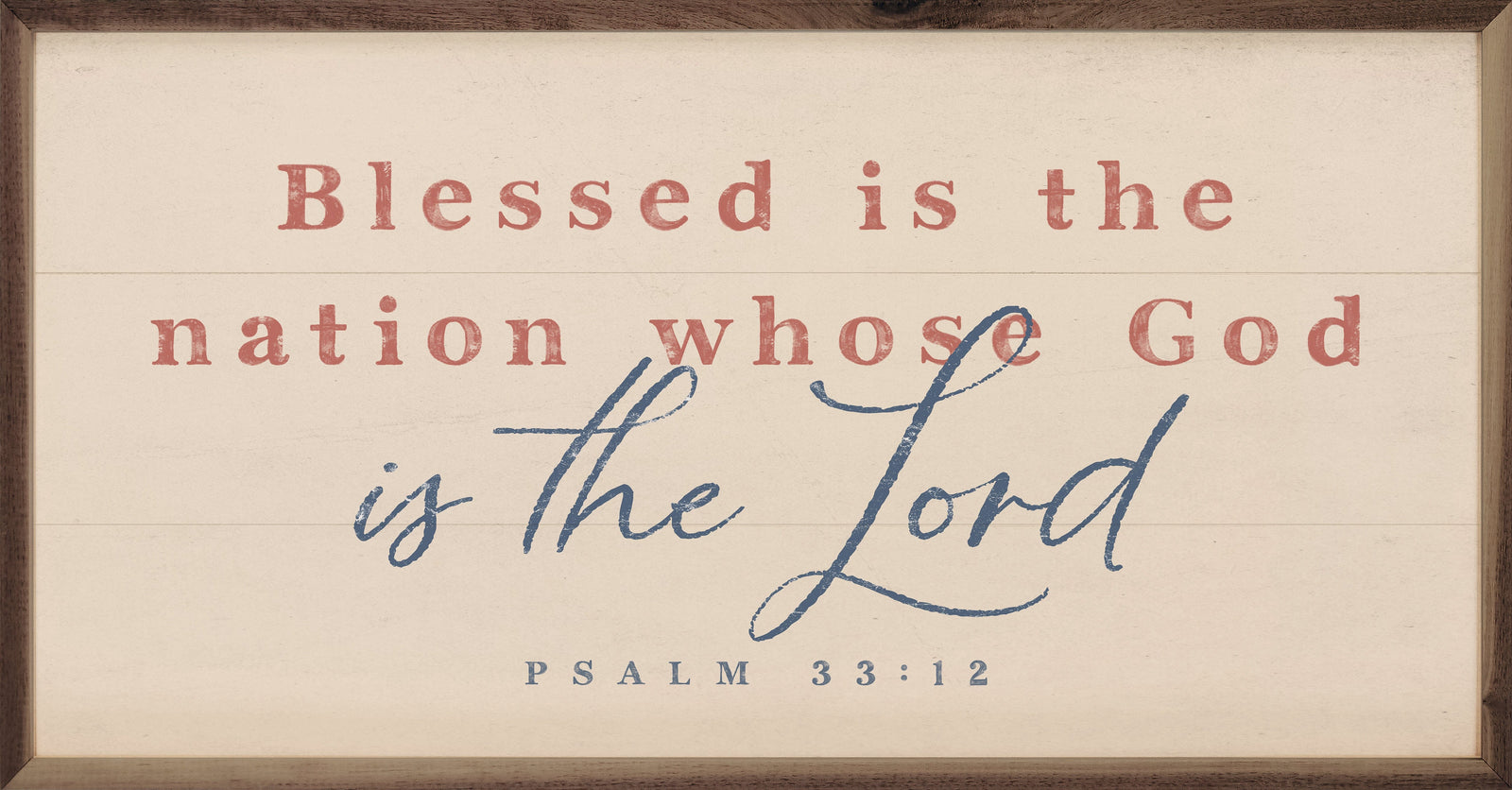 Kendrick Home Walnut Frames Sizes Is The Lord Psalm 33:12 White Printed and Framed Wall Sign