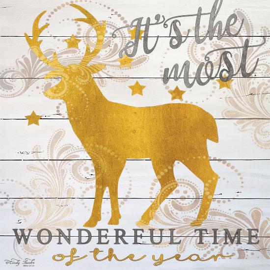 It&#39;s The Most Wonderful Time Deer By Cindy Jacobs Art Print - 12 X 12-Penny Lane Publishing-The Village Merchant