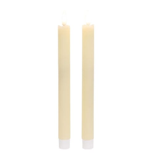 Ivory Wax Timer LED Battery Taper Candle 10" High Set of 2