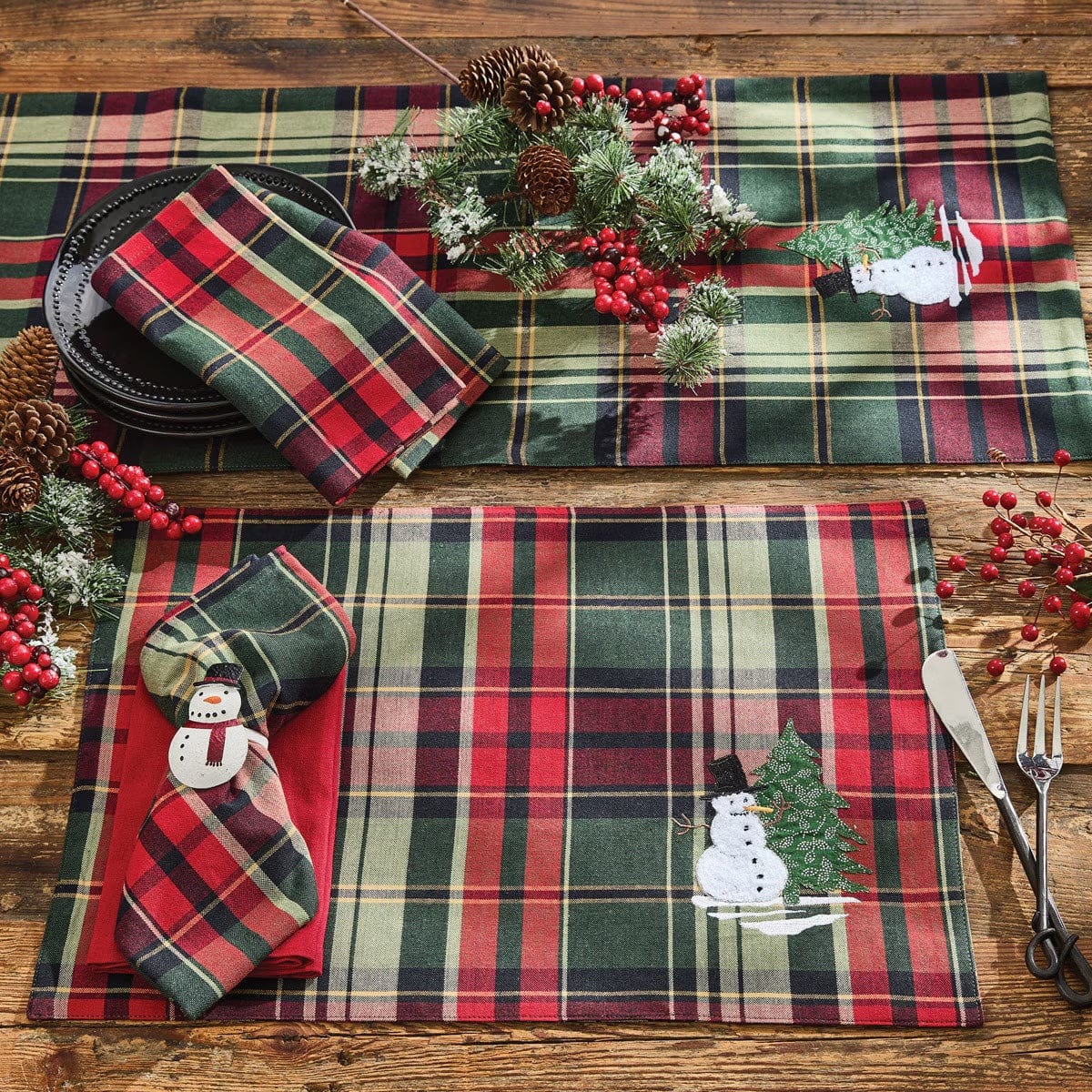 Jack Frost Plaid Table Runner 54'' Long