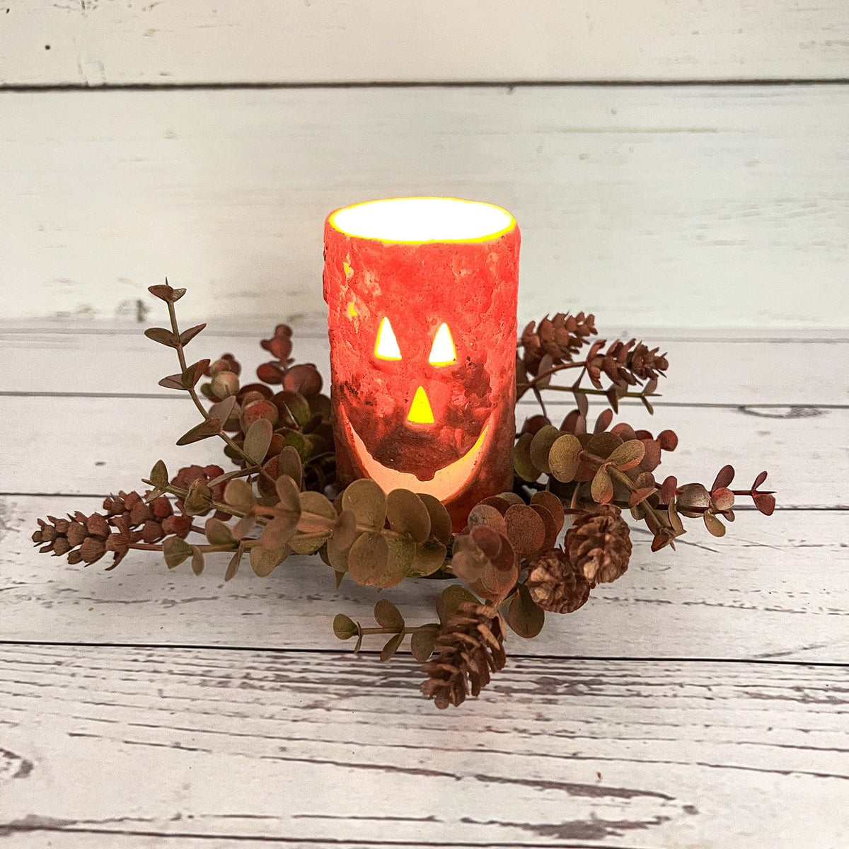 Jack-O-Lantern LED Battery Candle Light Votive 4&quot; High x 2&quot; Diameter