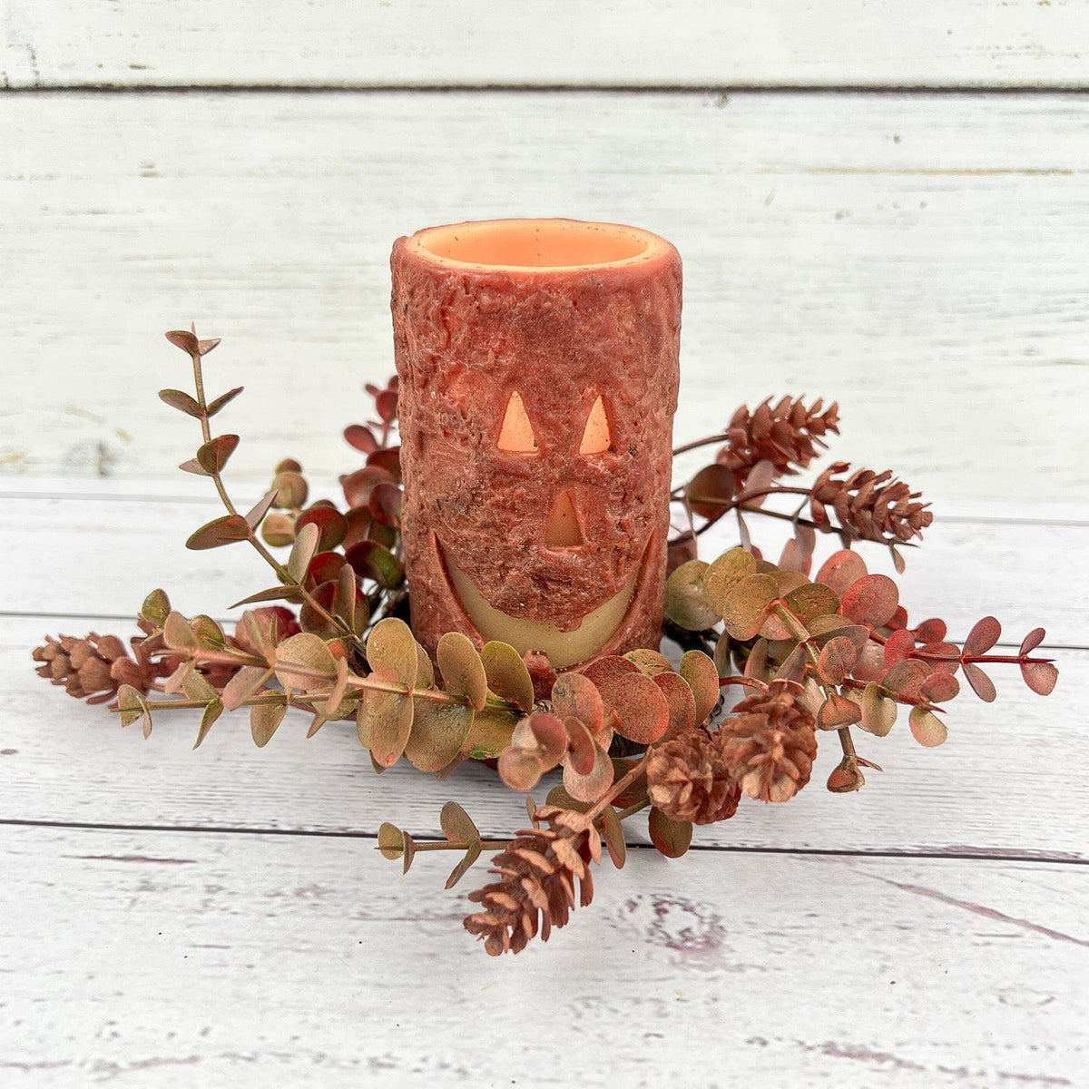 Jack-O-Lantern LED Battery Candle Light Votive 4&quot; High x 2&quot; Diameter