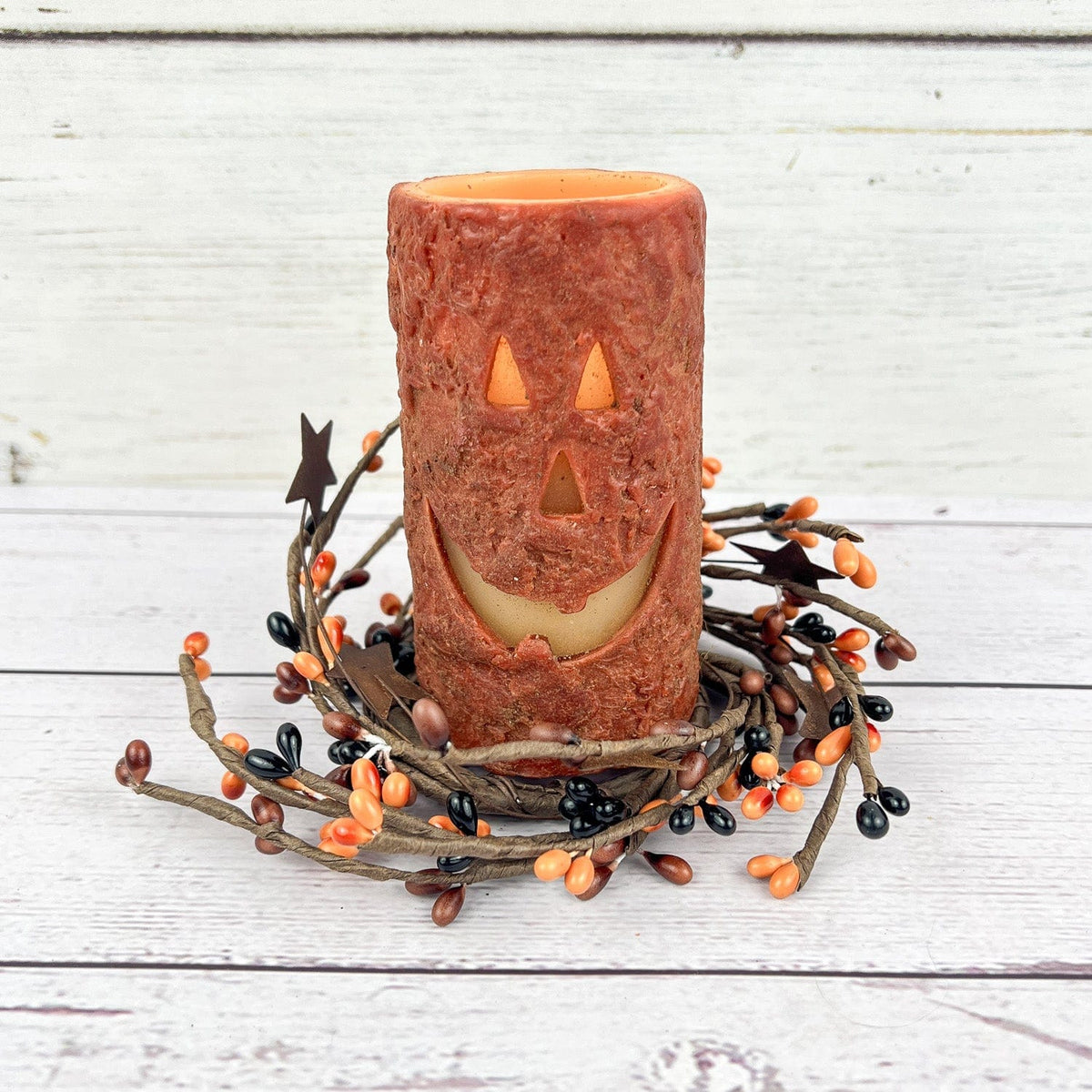 Jack-O-Lantern LED Battery Candle Light Votive 4&quot; High x 2&quot; Diameter