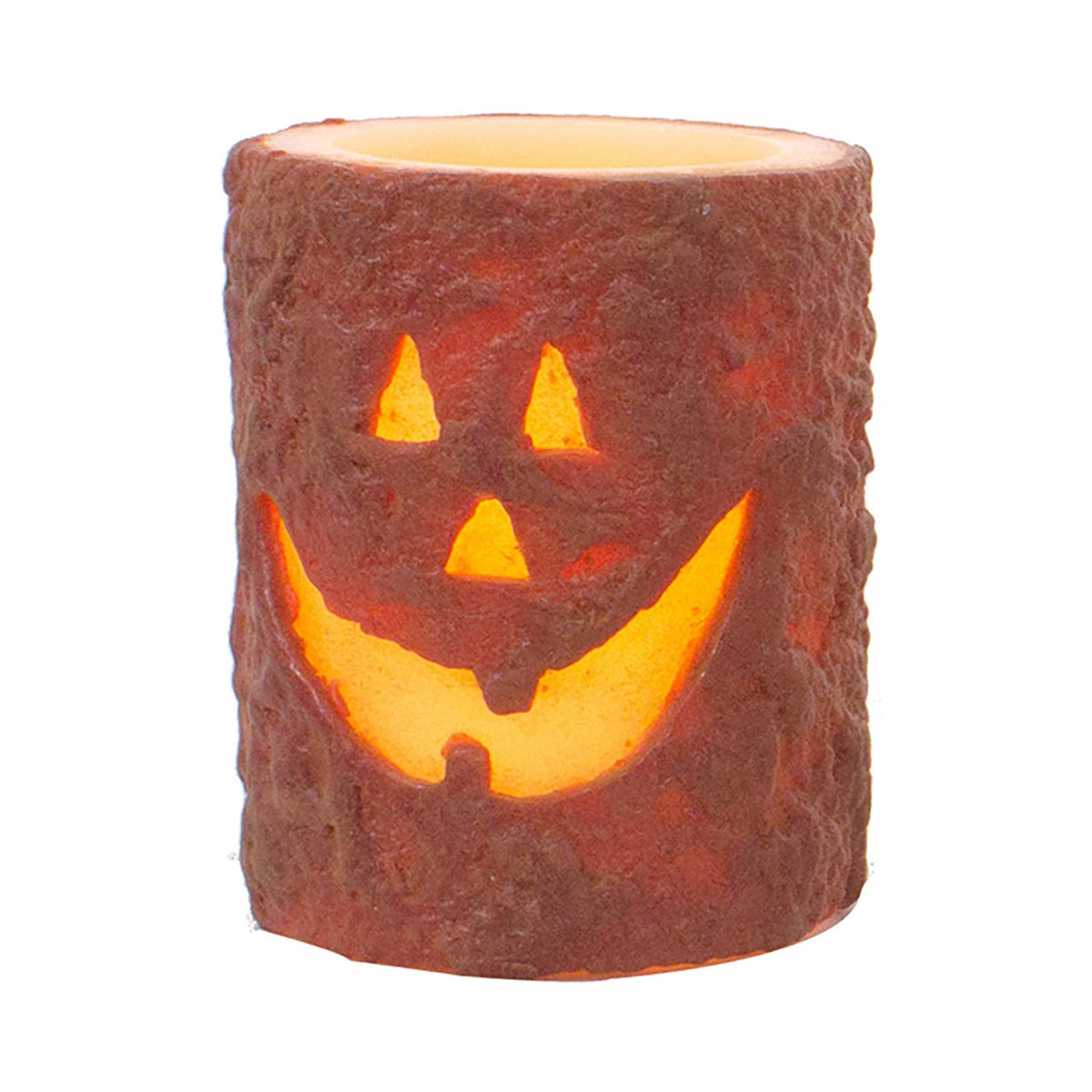 Jack-O-Lantern LED Flameless Pillar Candle With Timer 4&quot; High With Timer